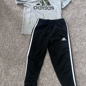 Adidas Kids Black Joggers with White Stripes